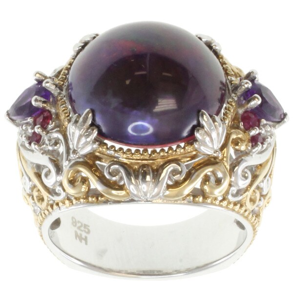 Michael Valitutti Two-tone Silver Purple Mabe Pearl and Gemstone Ring ...