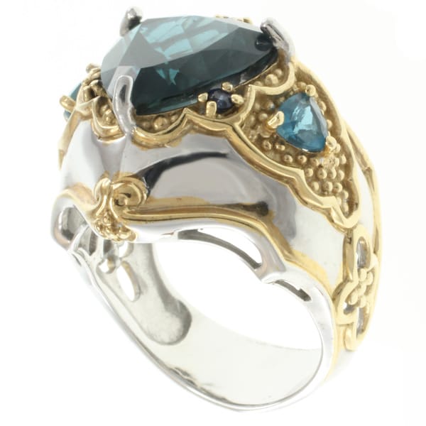 Michael Valitutti Two tone London Blue Topaz Ring Michael Valitutti Gemstone Rings