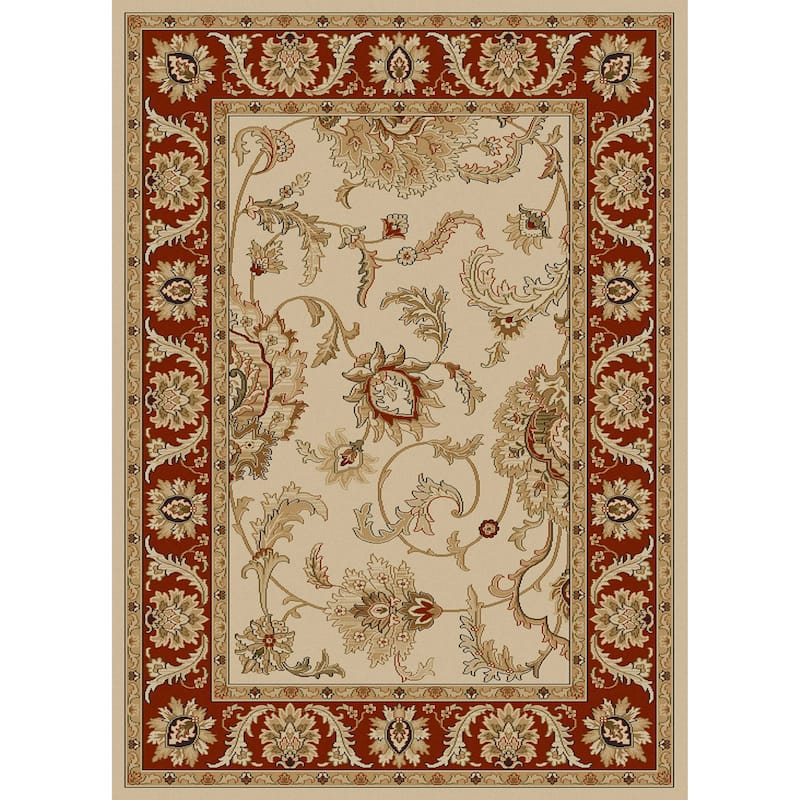 Admire Home Living Amalfi Traditional Floral Scroll Pattern Area Rug - 3'3" x 4'11"/Surplus2 - Ivory