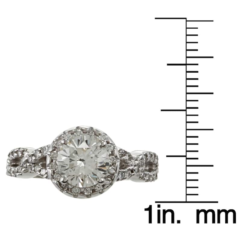 Auriya 14k White Gold 1 1/2ct TDW Certified Round Infinity Halo Diamond Engagement Ring