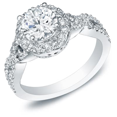 Auriya 14k White Gold 1 1/2ct TDW Certified Round Infinity Halo Diamond Engagement Ring