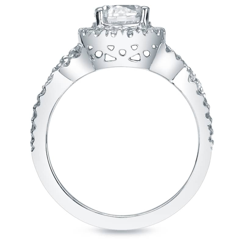 Auriya 14k White Gold 1 1/2ct TDW Certified Round Infinity Halo Diamond Engagement Ring
