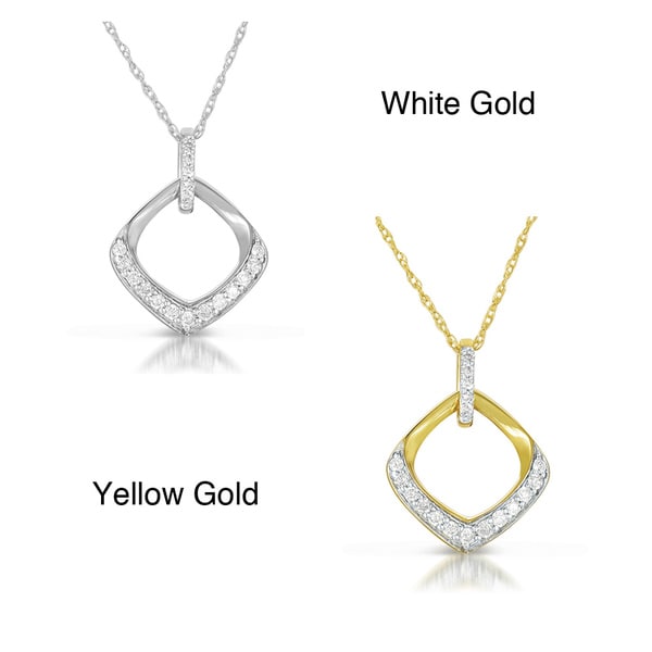Eloquence 10k White or Yellow Gold Diamond Square Necklace (G H, I2 I3