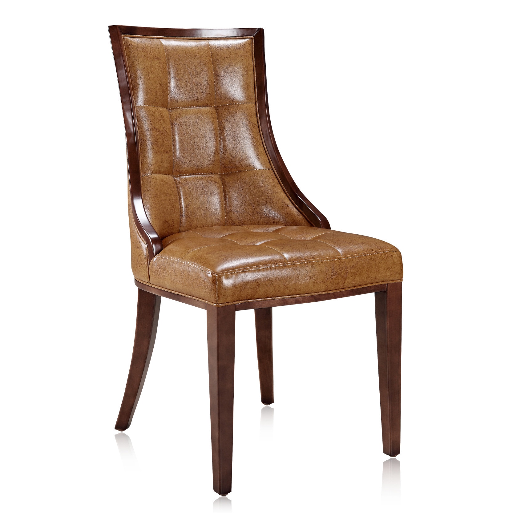 Barrel Dark Brown Finish Leather Dining Chair (set Of 2)