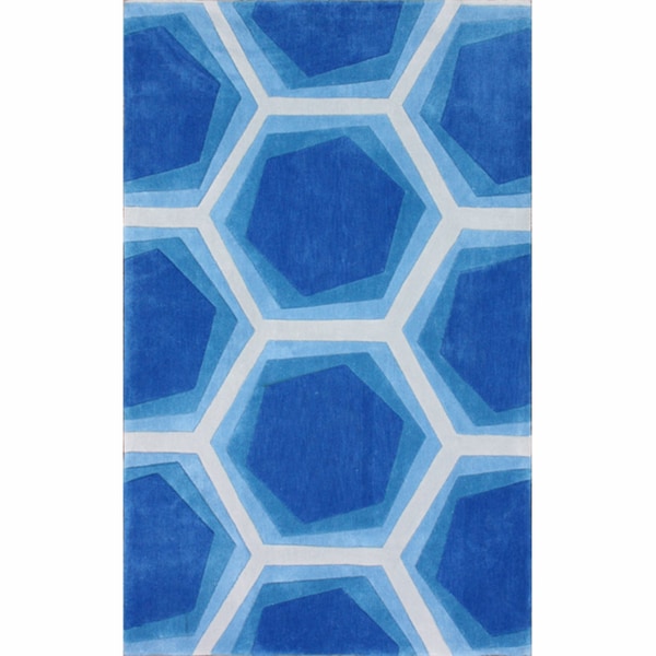 nuLOOM Handmade Abstract Honeycomb Blue Rug Nuloom 7x9   10x14 Rugs