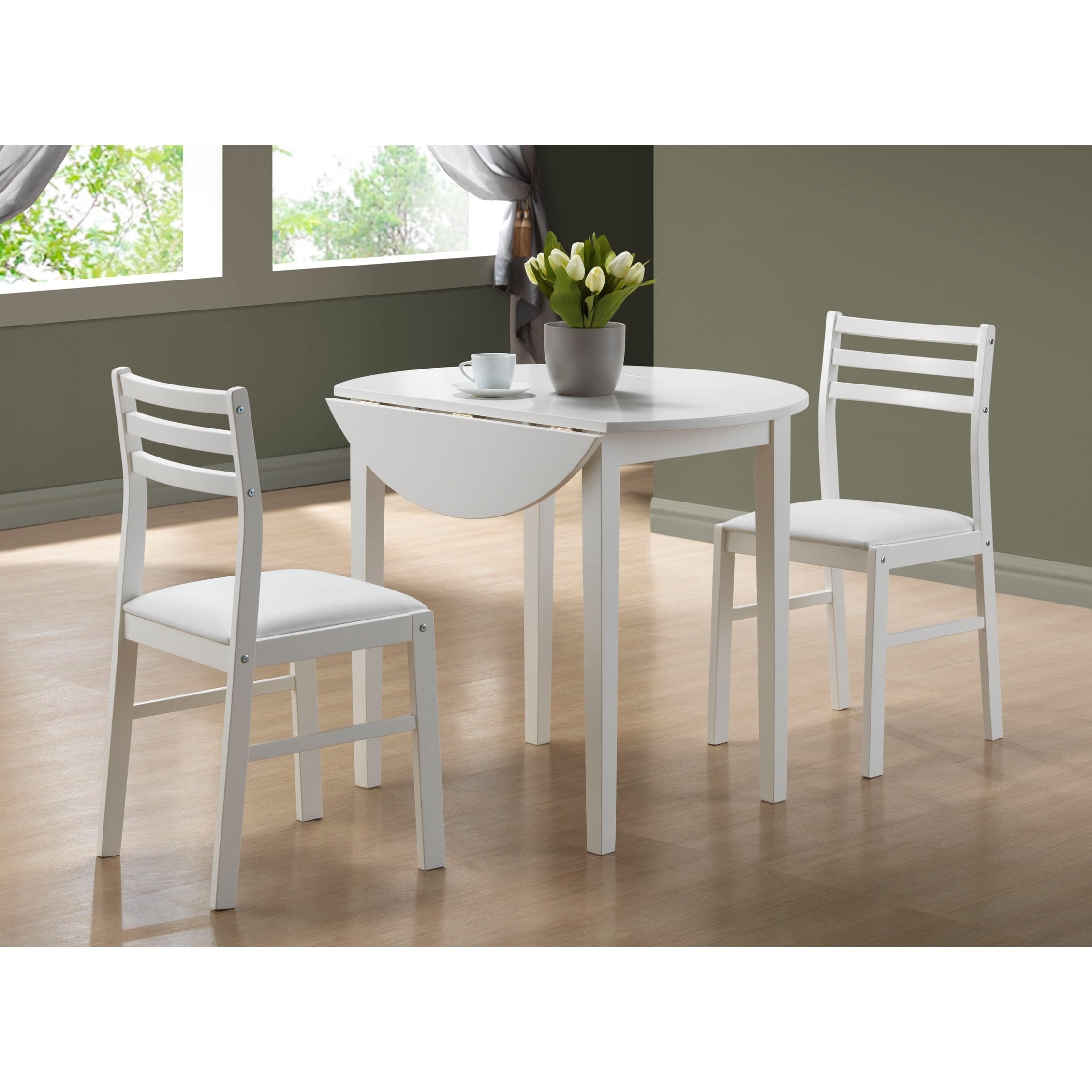 White 3 Piece Dining Set Drop Leaf Table 64a252dc F164 4611 9f12 73336c74f349 