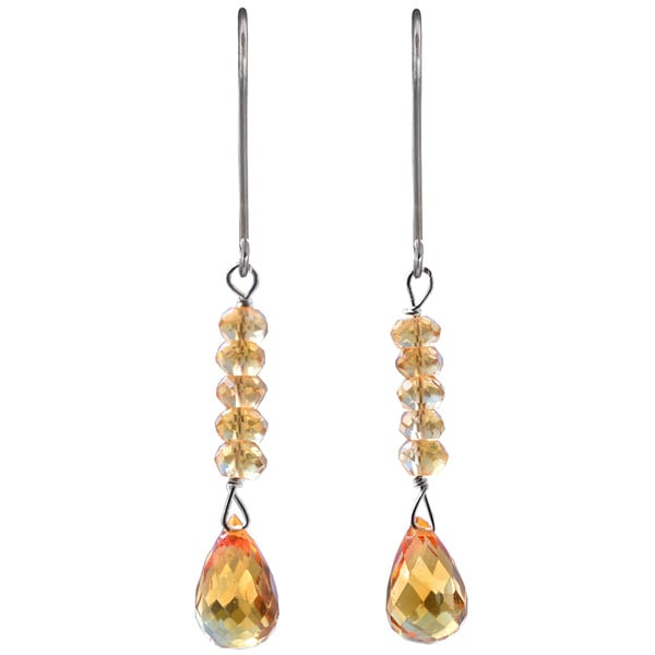 Ashanti Sterling Silver Citrine Earrings (Sri Lanka) Earrings