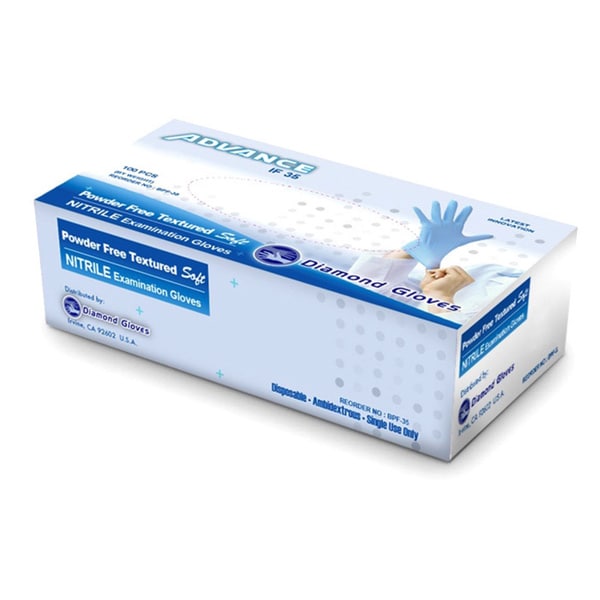 Diamond Gloves Blue Powder free Nitrile Examination Gloves (Case of