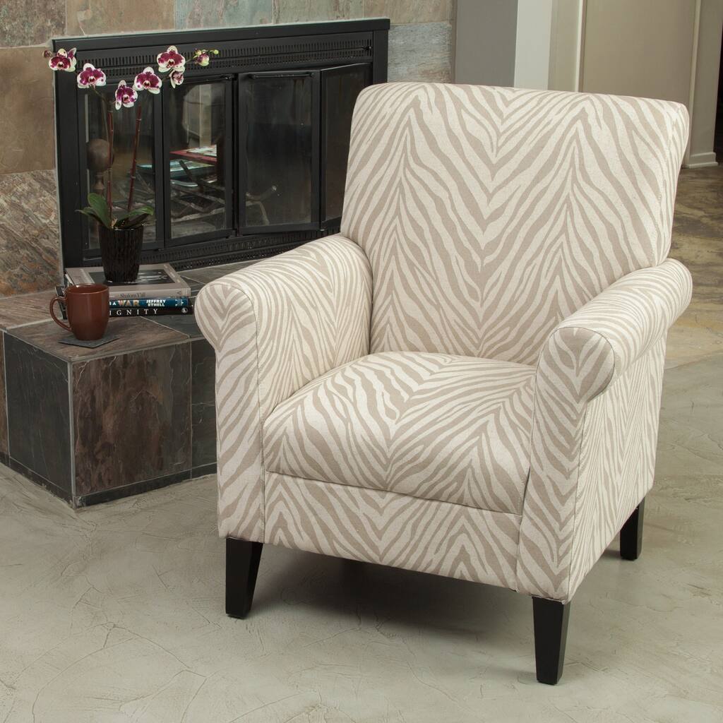 Bigalow Beige Zebra Fabric Club Chair by Christopher Knight Home