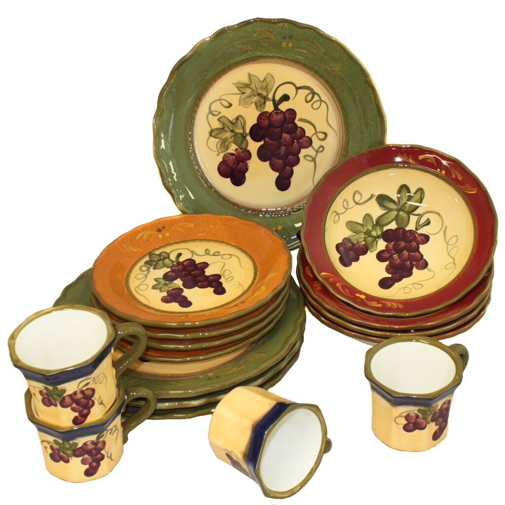 Napa Vineyard Hand-Painted 16-Piece Dinner Set
