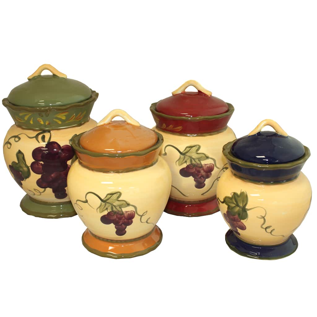 Napa Vineyard Hand-painted 4-piece Canister Set