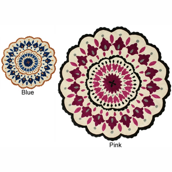 nuLOOM Handmade Fin Raya Floral Round Rug Nuloom 7x9   10x14 Rugs