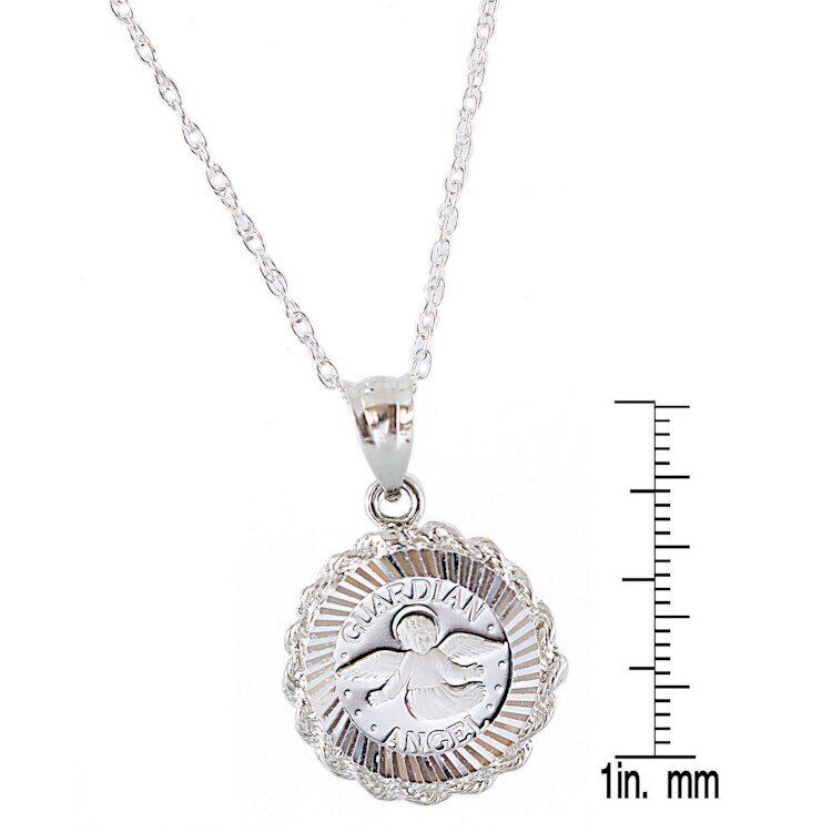 Sterling Silver Guardian Angel Medal Necklace