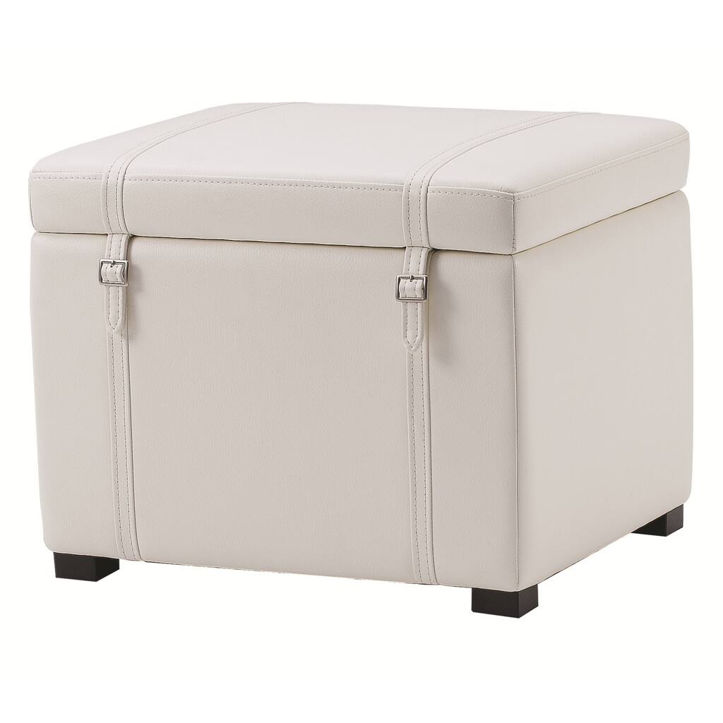 Sunpan Voyager Ivory Bonded Leather Ottoman