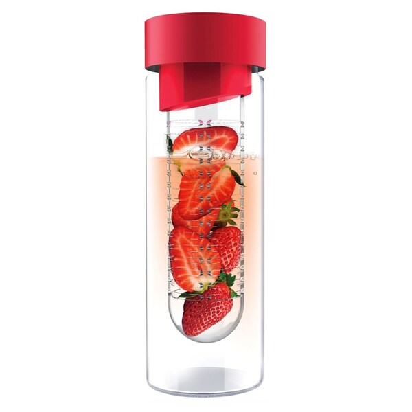 Flavour It Red Glass Water Bottle with Fruit Infuser