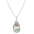 Jewelry by Dawn Large Crystal Aurora Borealis Pear Sterling Silver Necklace