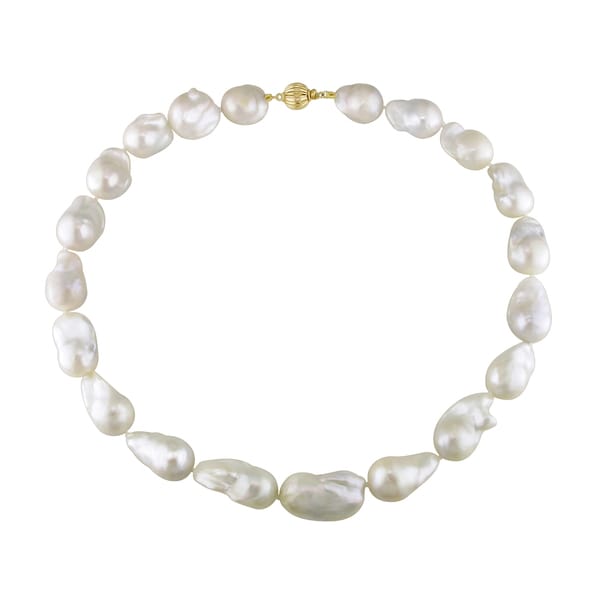 Miadora 14k Yellow Gold Freshwater White Pearl Necklace Miadora Pearl Necklaces