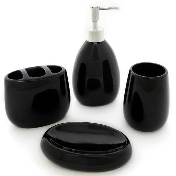 Waverly Ceramic Onyx Bath Accessory 4-piece Set - Bed Bath & Beyond ...