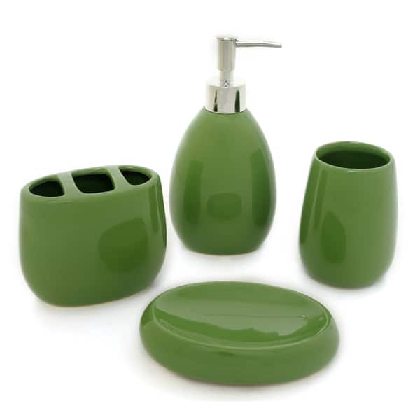 Waverly Ceramic Jade Bath Accessory 4piece Set Bed Bath & Beyond