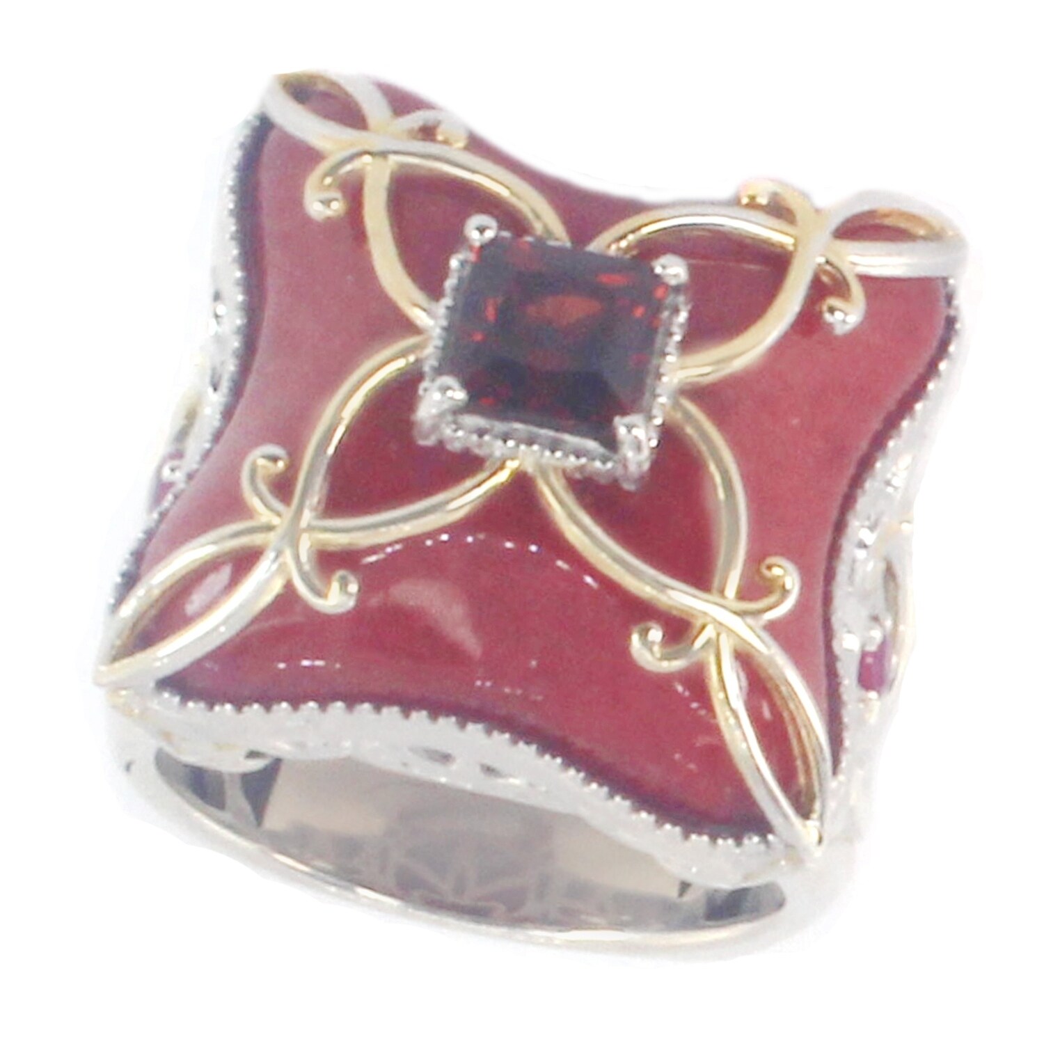 Michael Valitutti Two tone Red Jade and Garnet Ring Today $89.99 5.0