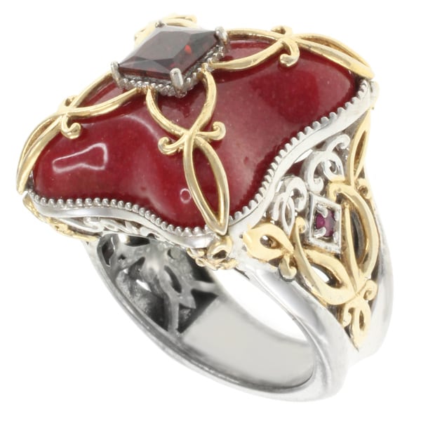 Michael Valitutti Two tone Red Jade and Garnet Ring   14808967