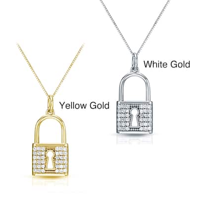 Auriya Accent Diamond Lock Pedant 2/5ctw 14k Gold (H-I, I1-I2)