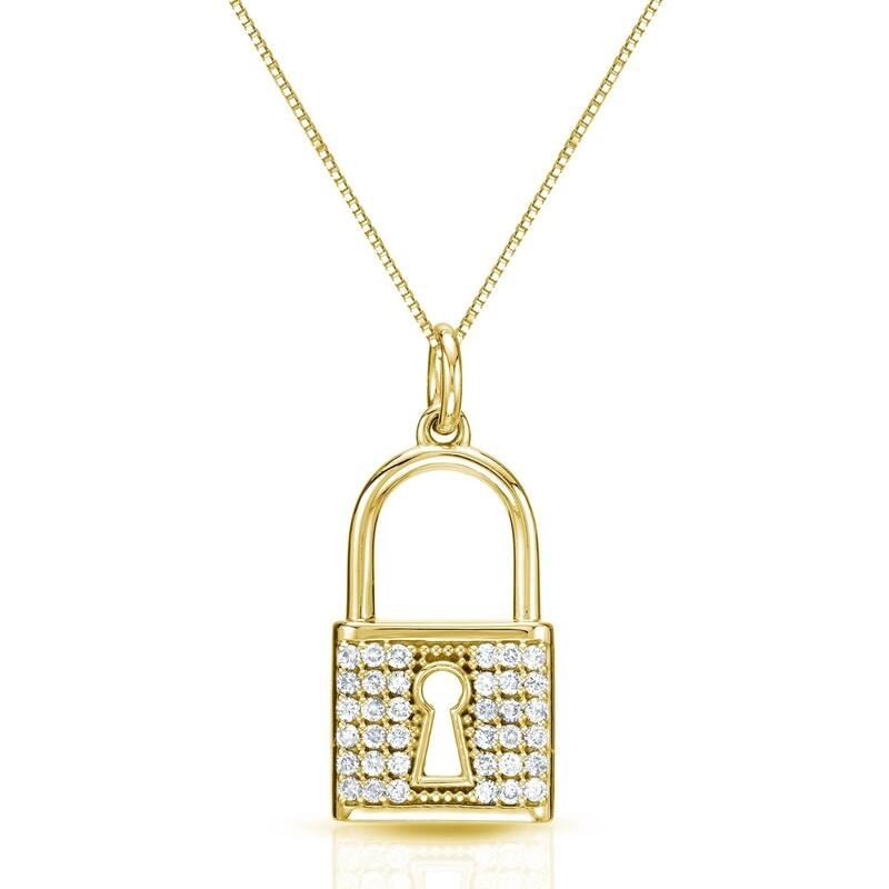 Auriya Accent Diamond Lock Pedant 2/5ctw 14k Gold (H-I, I1-I2) - Yellow