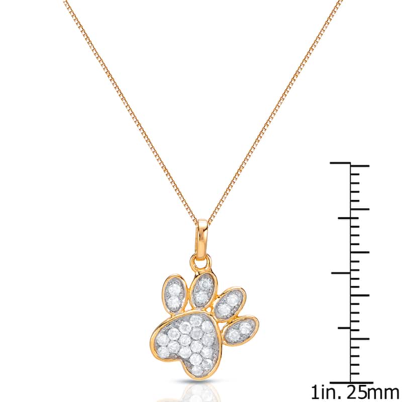 Auriya 14k Yellow Gold Dog Paw Pendant Necklace with 1/4ct Pave-Set Diamonds