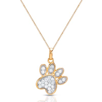 Auriya 14k Yellow Gold Dog Paw Pendant Necklace with 1/4ct Pave-Set Diamonds