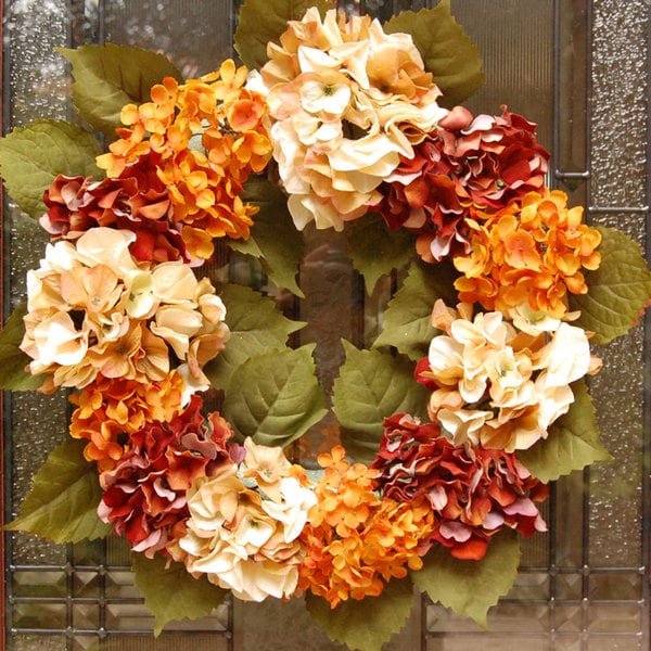 Fall Hydrangea Flower Wreath Seasonal Decor