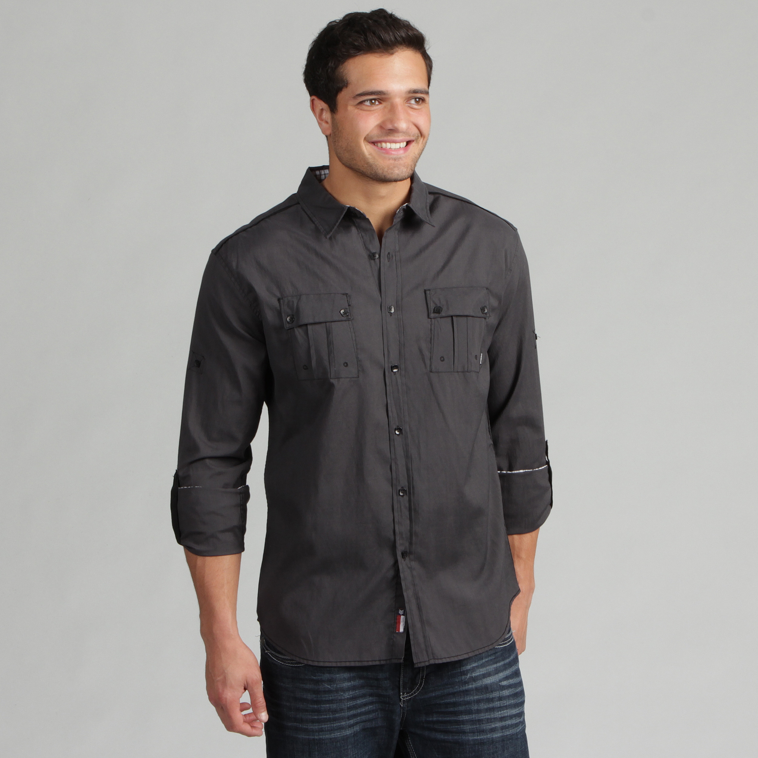 191 Unlimited Mens Black Woven Shirt