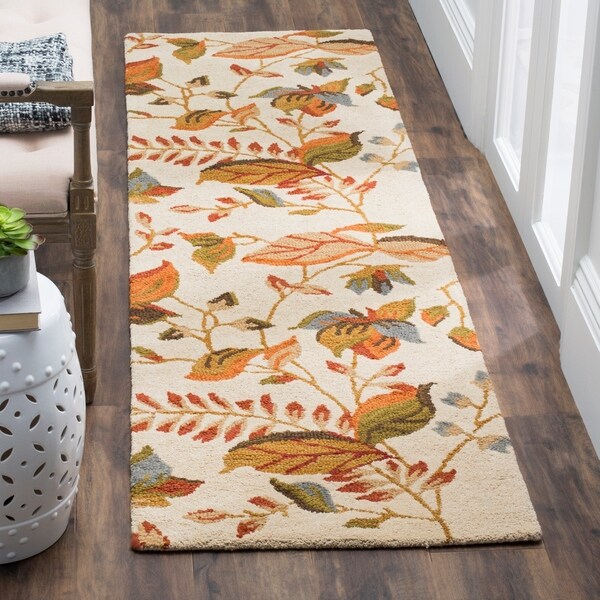 Safavieh Handmade Blossom Paradise Beige Wool Rug - 2'3" x 11'
