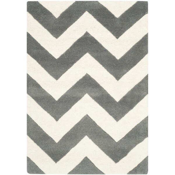 Shop Safavieh Handmade Moroccan Chatham Chevron Dark Grey/ Ivory Wool ...