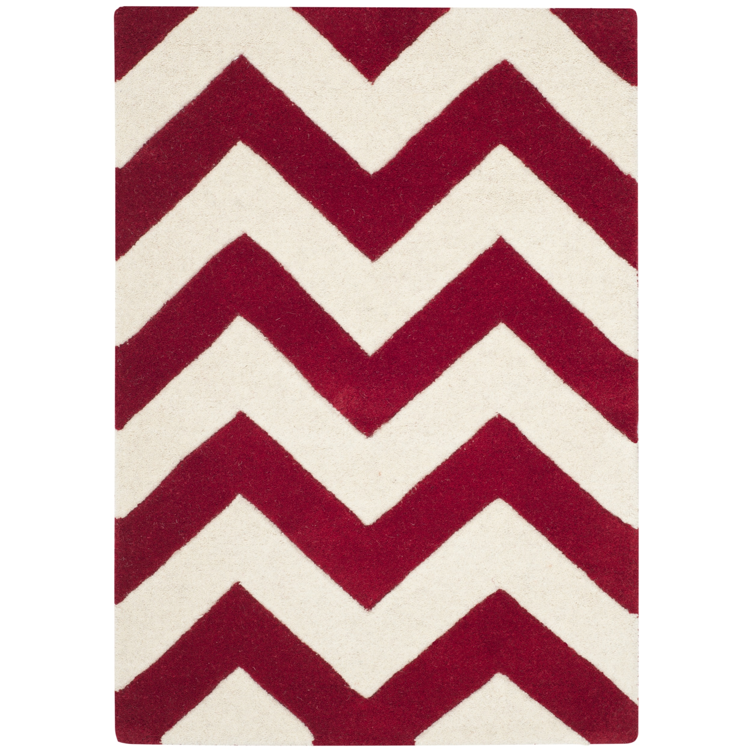 Safavieh Handmade Moroccan Chatham Chevron Red/ Ivory Wool Rug (2 X 3)