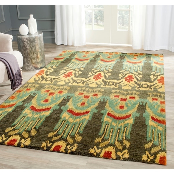 Safavieh Handmade Ikat Olive/ Gold Wool Rug - 8' x 10'