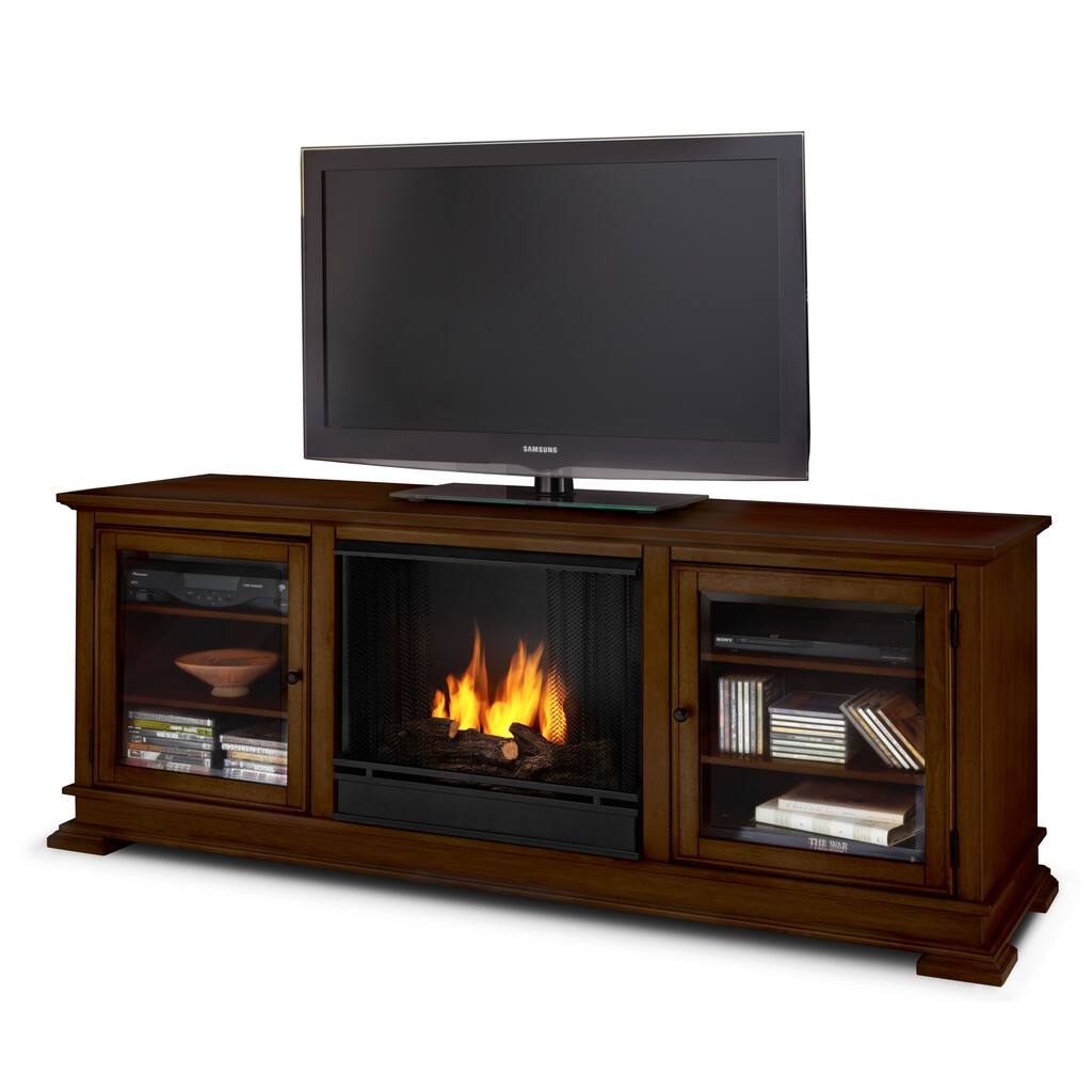 Hudson Real Flame Espresso Ventless Gel Fireplace