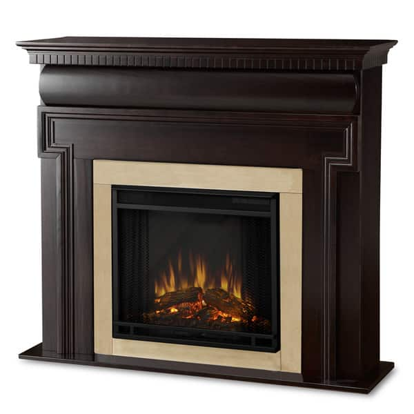 Shop Mt Vernon Real Flame Dark Walnut Electric Fireplace Free