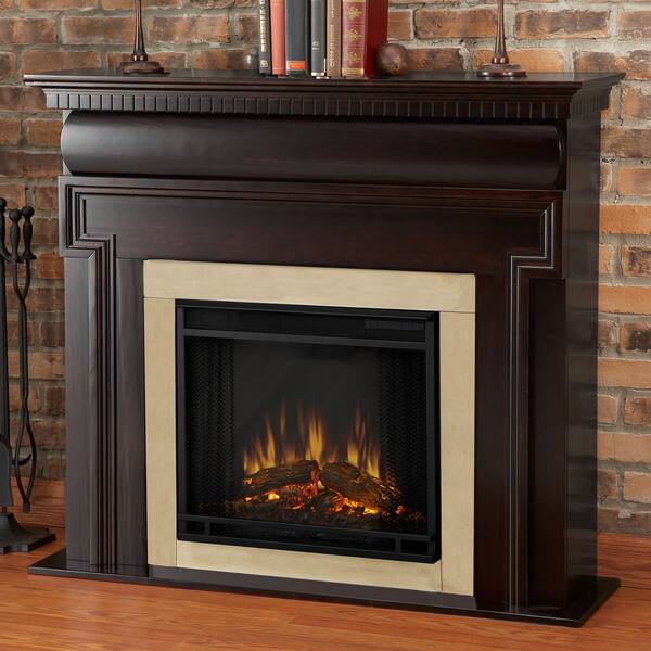 Shop Mt Vernon Real Flame Dark Walnut Electric Fireplace Free