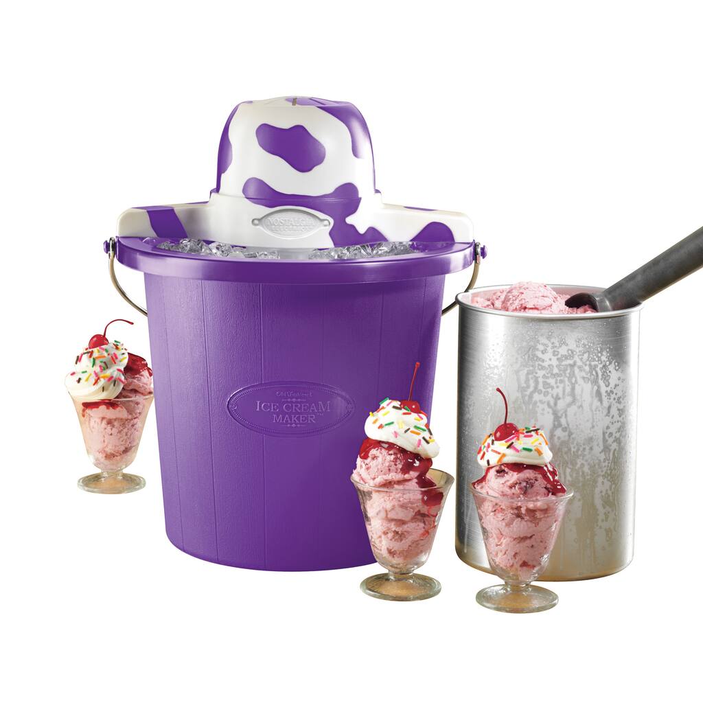 Nostalgia 4-quart Cow Purple Ice Cream Maker