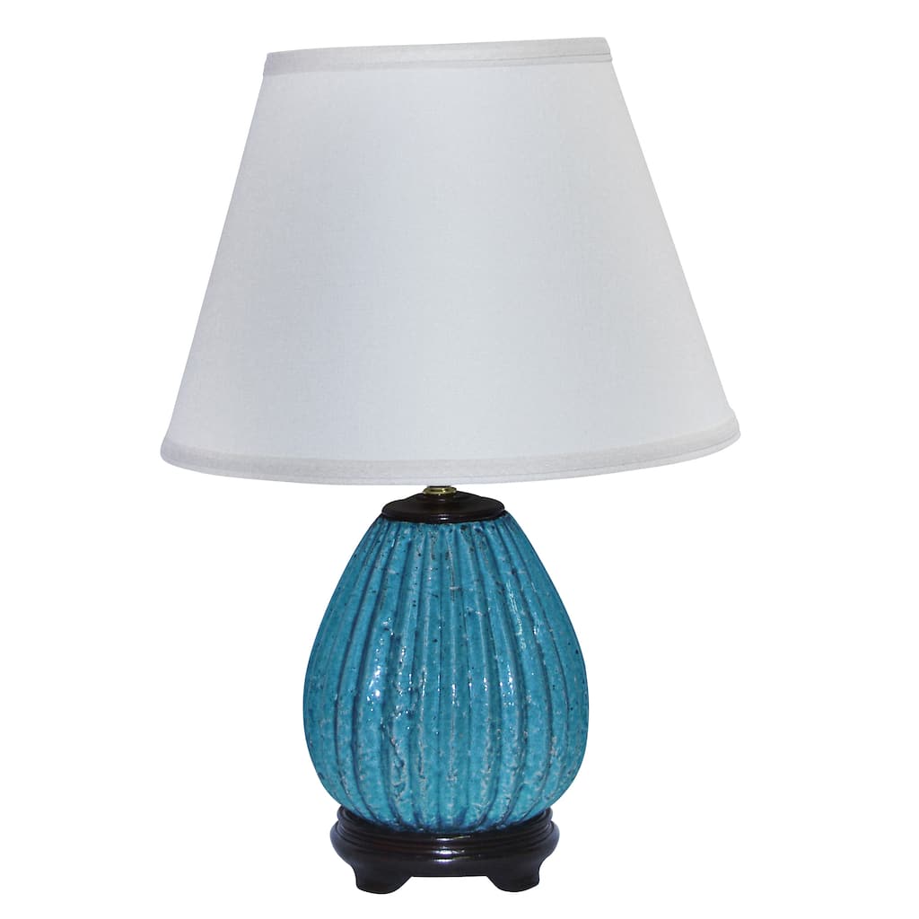 Speckled Turquoise Ribbed Pot Table Lamp