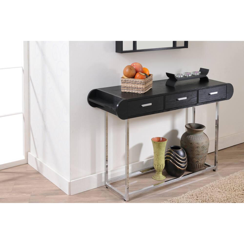 Furniture of America Elvy Contemporary Three Drawer Black Sofa Table