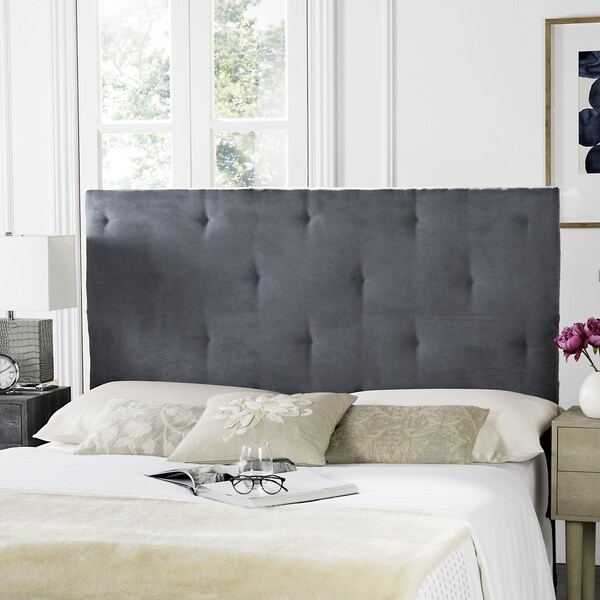 Safavieh Martin Grey Velvet Upholstered Tufted Headboard