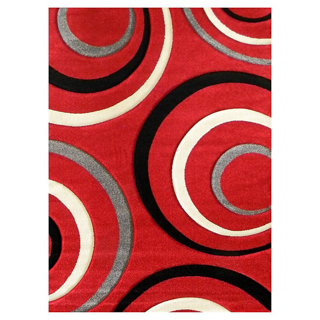 Studio 605 Geometric Design Red Area Rug - 5' x 8'