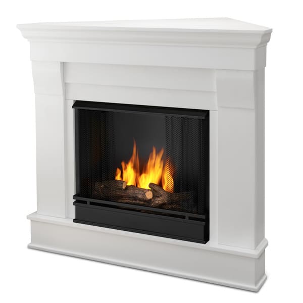 Shop Chateau Gel Fuel Corner Fireplace White By Real Flame Overstock 7348433