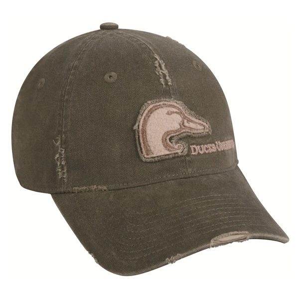 Ducks Unlimited Olive Frayed Adjustable Hat