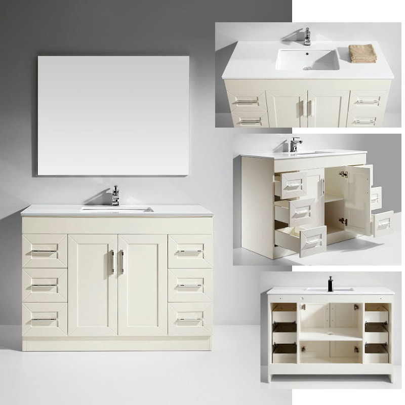 Artifical Stone Top Single Sink Bathroom Vanity With Mirror