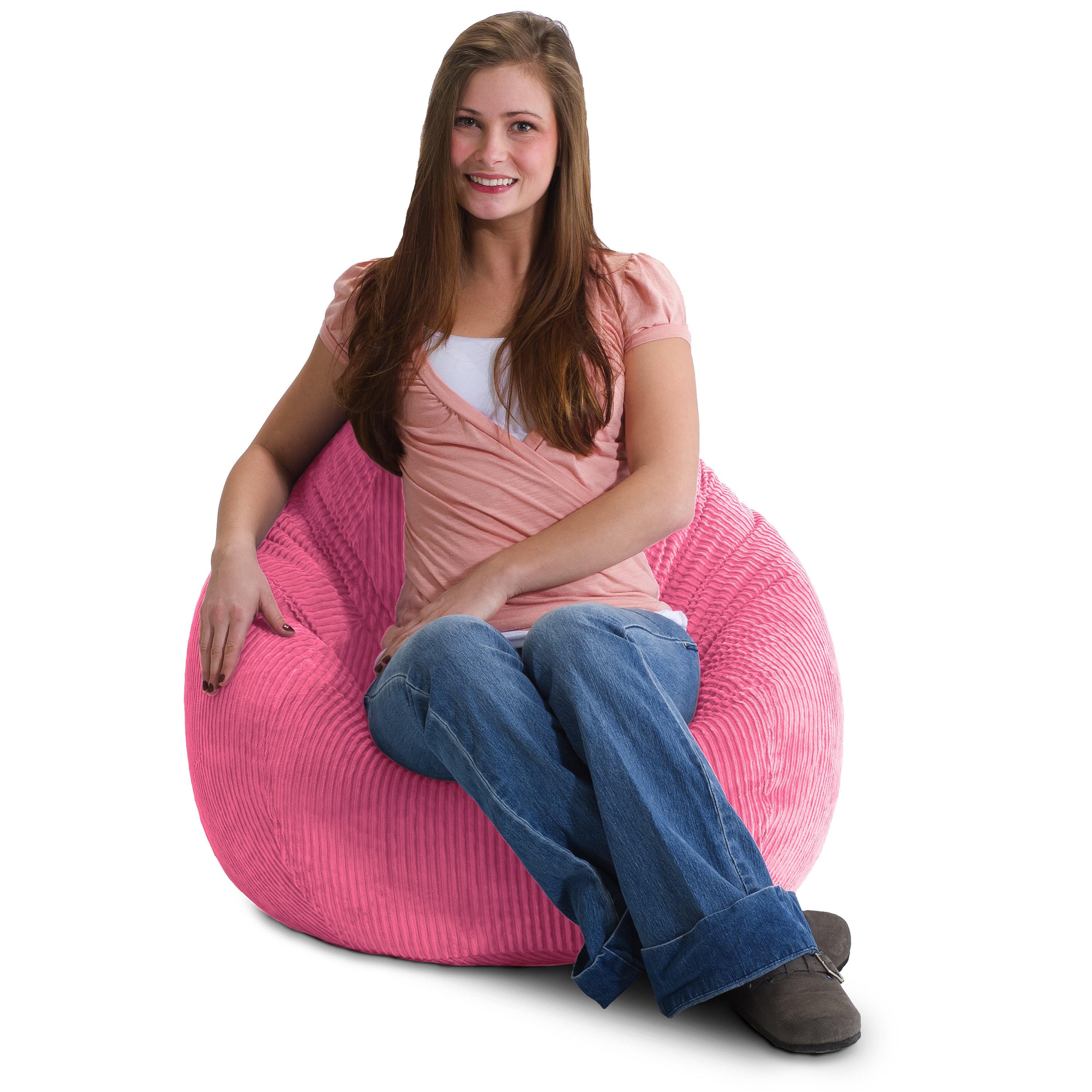 Beansack Ultra Pink Corduroy Lounge Bean Bag Chair