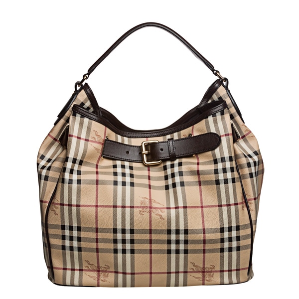 Burberry '3805009' Medium Haymarket Check Belted Hobo Bag Burberry Designer Handbags