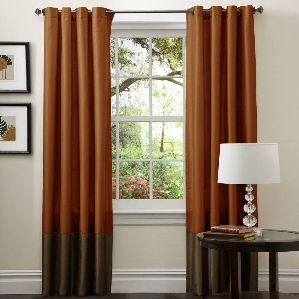 Porch & Den Ryne Brown/ Rust 84-inch Curtain Panel Pair