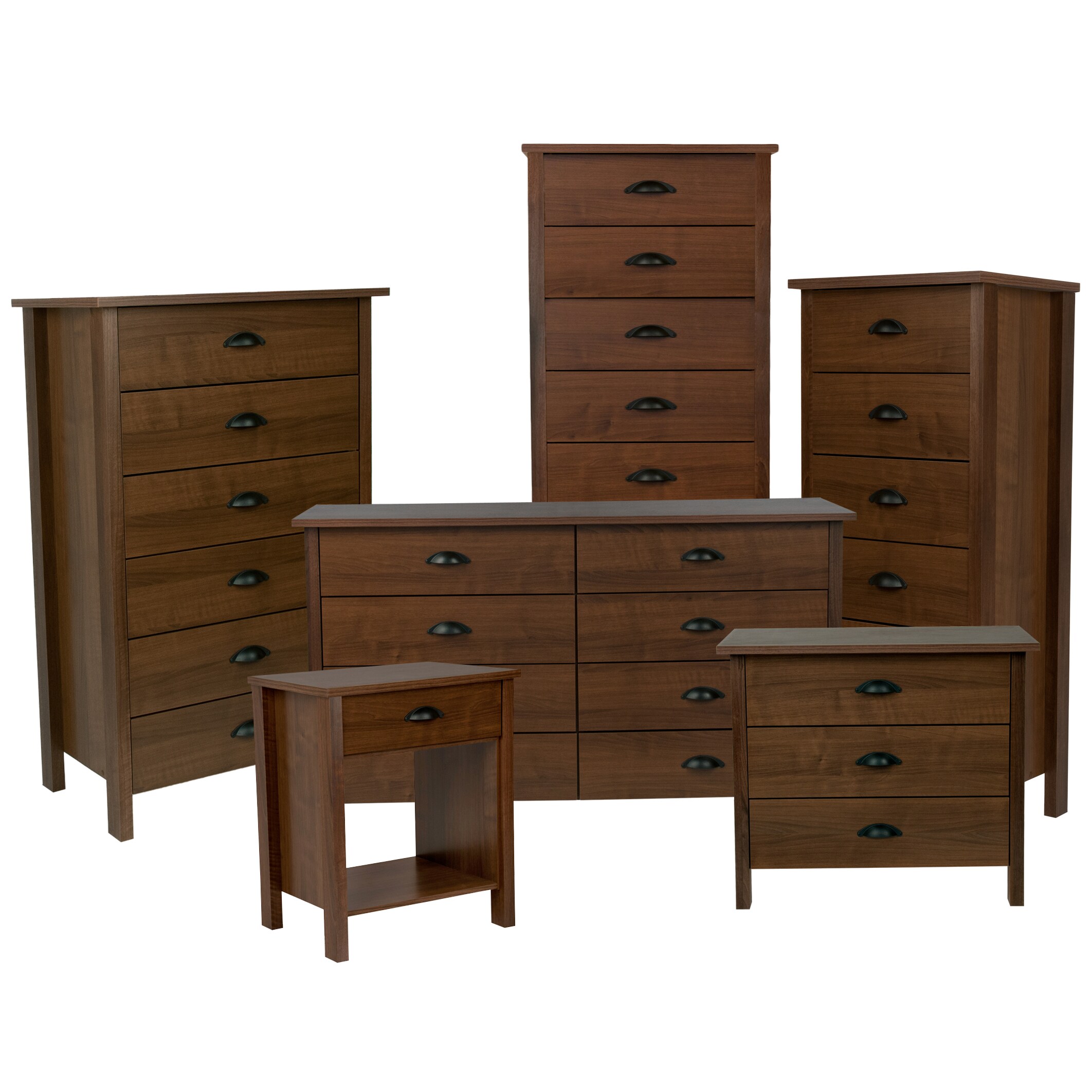 Shop Venture Horizon Nouvelle Nightstand Table With Storage Drawer And Shelf Walnut Overstock 7356841